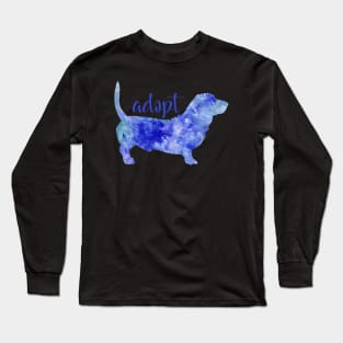 Don't buy adopt cute watercolor dog blue Long Sleeve T-Shirt